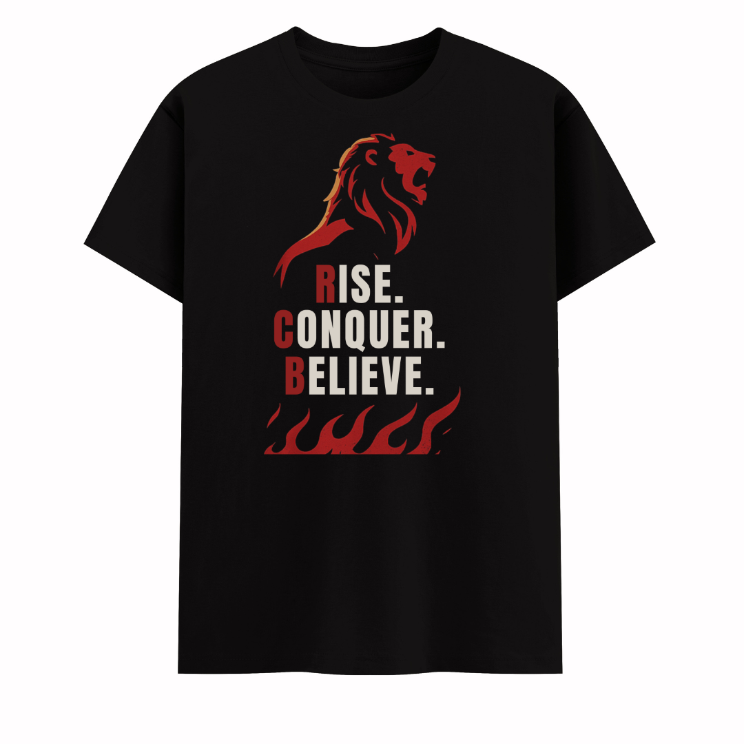RISE CONQUER BELIEVE COTTON T-SHIRT